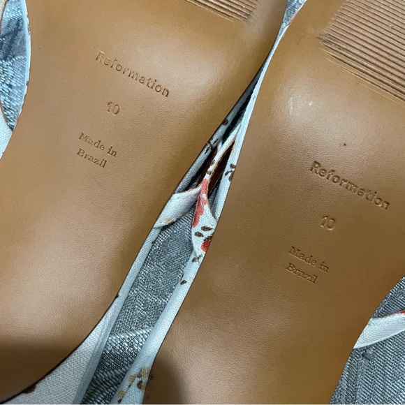 Reformation Simonetta Square Toe Kitten Heel Thong Sandal size 10 - Picture 11 of 13